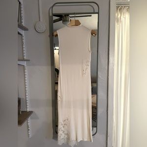 Cream long dress with lace detailed